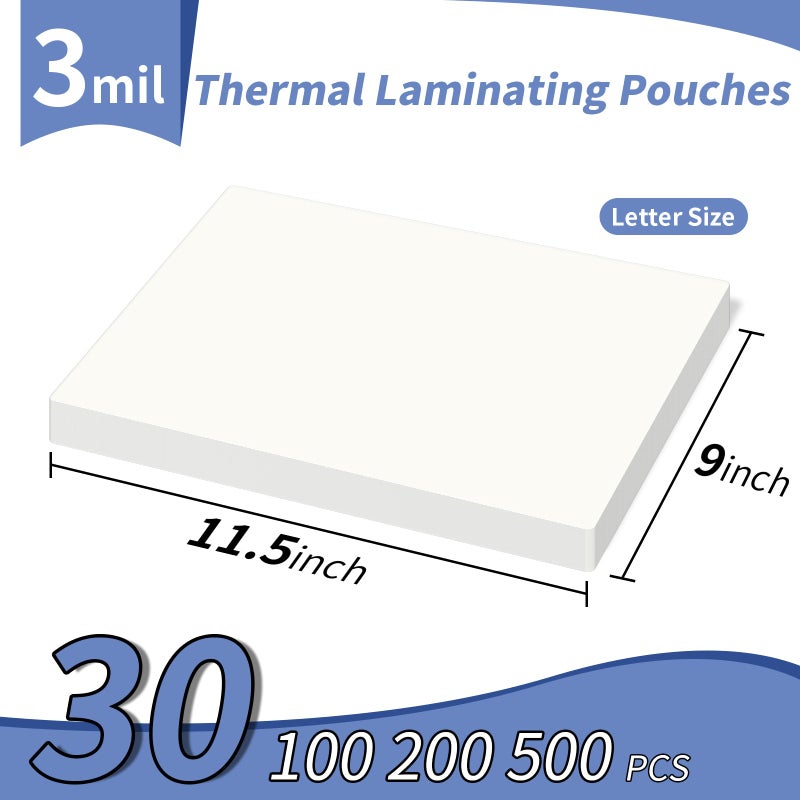Paprma 3 Mil Thermal Laminating Sheets 30 Packs, 9    X 11.5    Clear Laminating Pouches Holds 8.5 X 11 Inch Sheet, Letter Size Lamination Paper For Laminator - Rounded Corner - Image 2